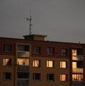 Block of Flats - Windows in Sunset Royalty Free Stock Photo